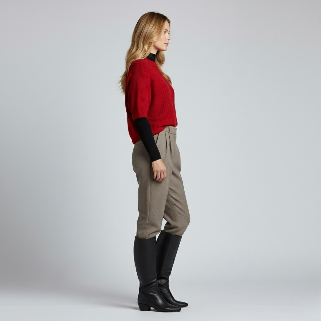 Textured Short-Sleeve Knit Sweater