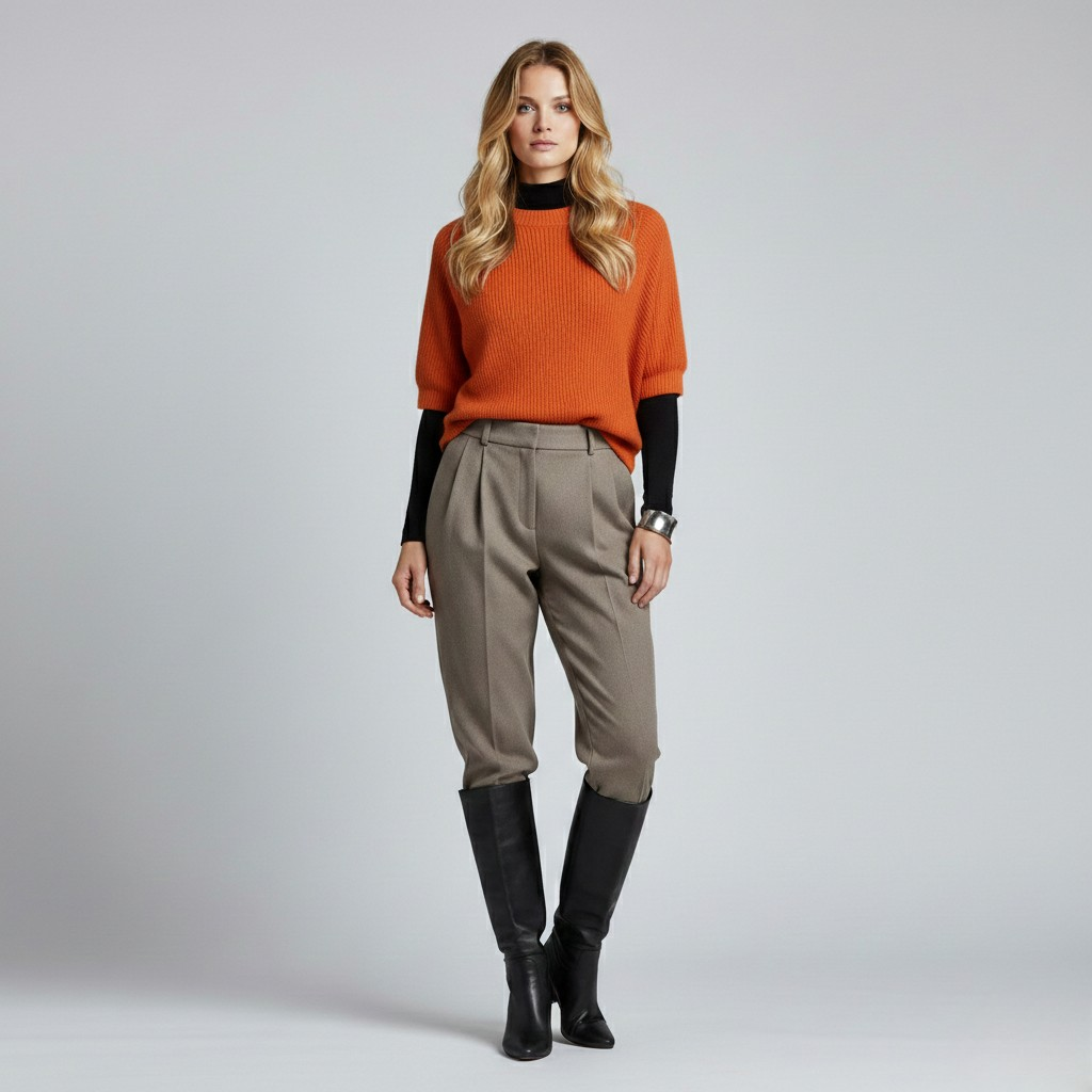 Textured Short-Sleeve Knit Sweater