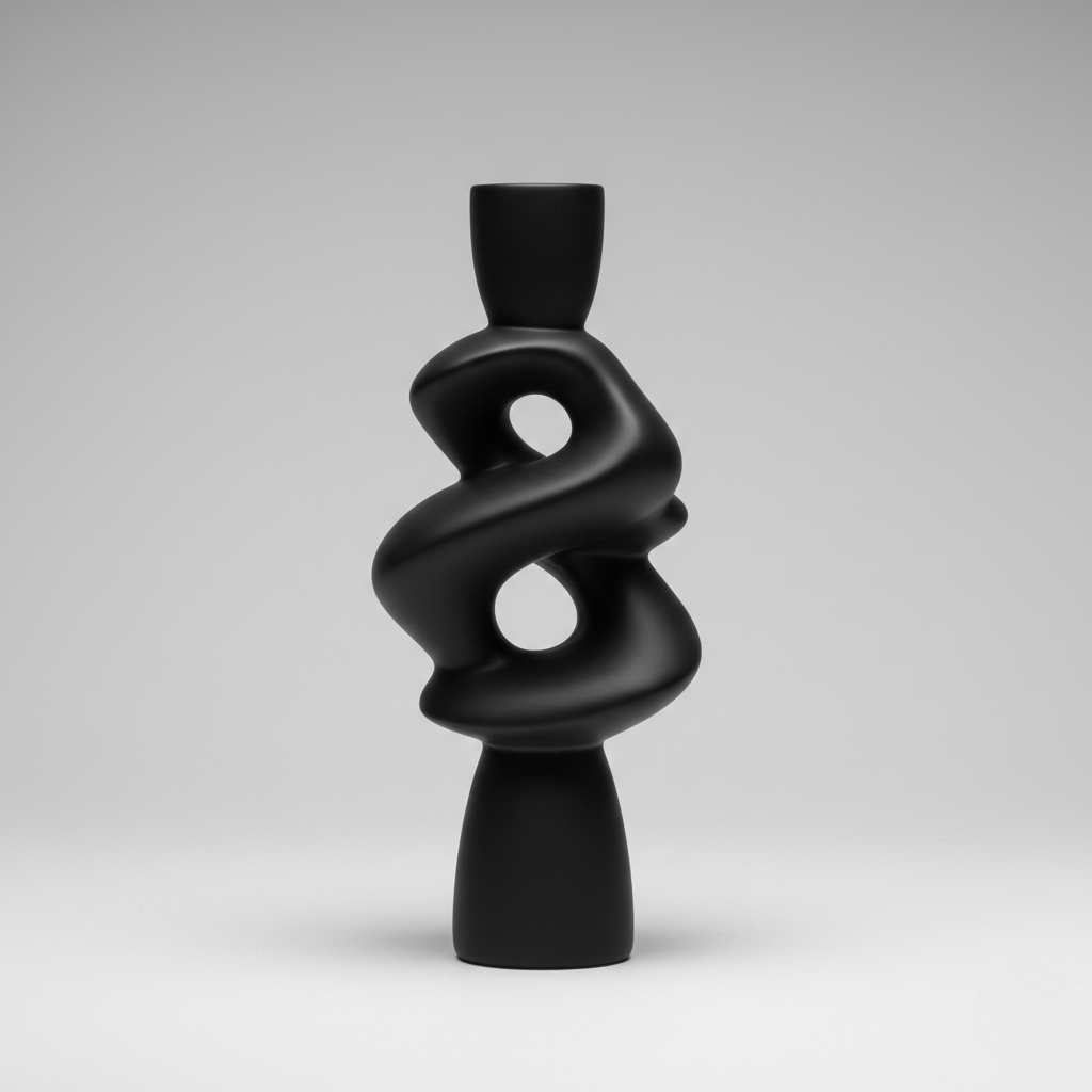 Sculptural Black Twist Vase