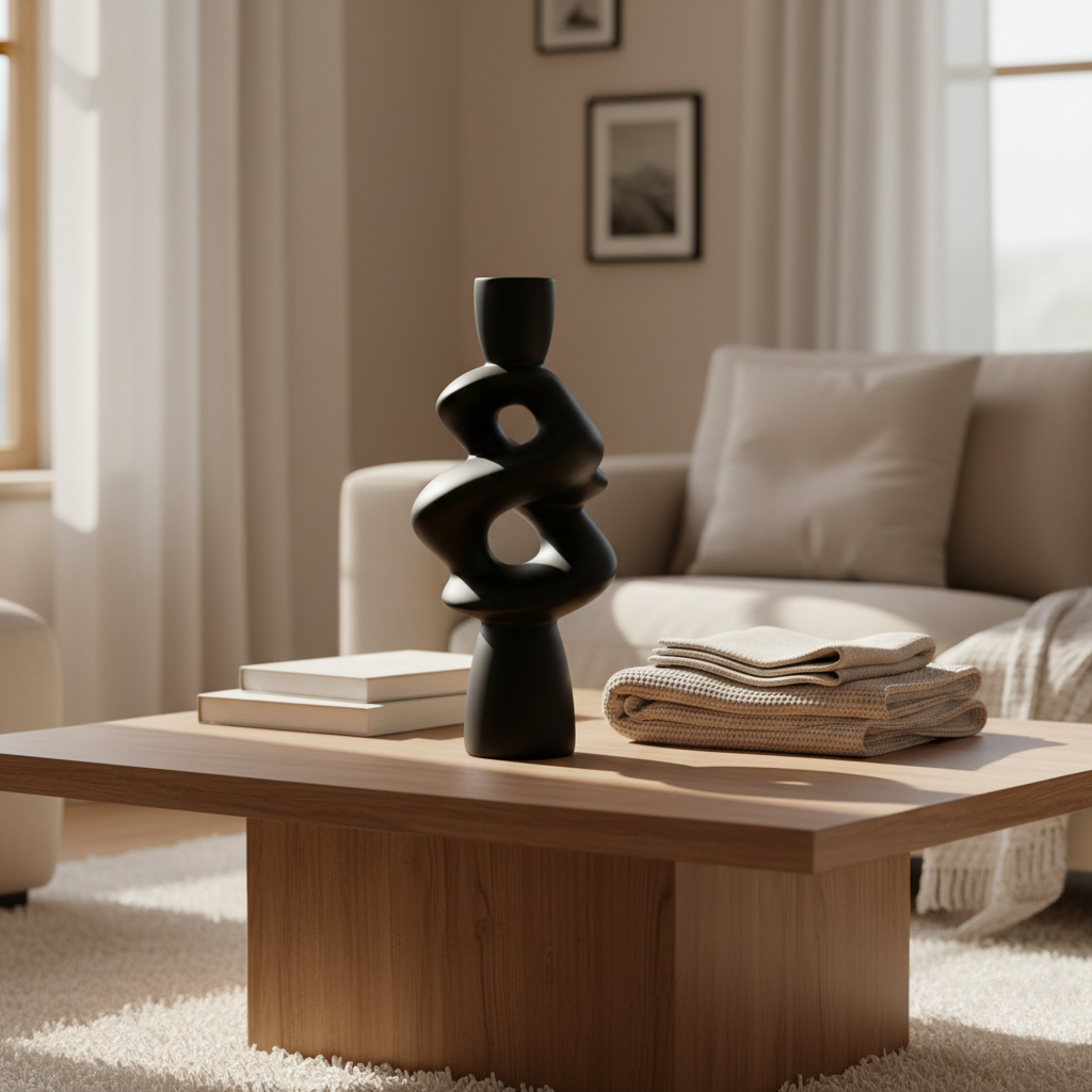 Sculptural Black Twist Vase