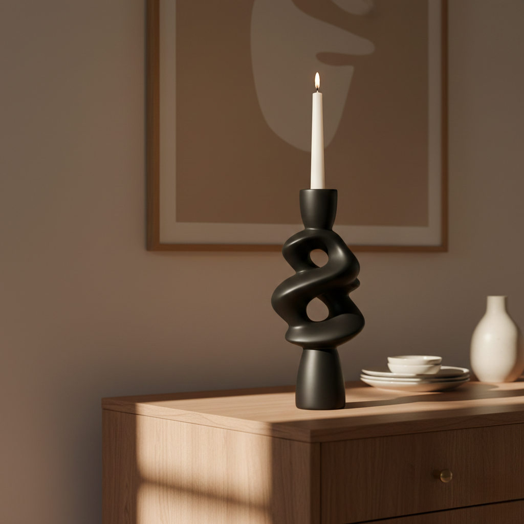 Sculptural Black Twist Vase