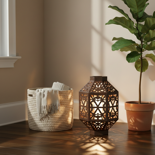 Ornate Metal Cutout Lantern