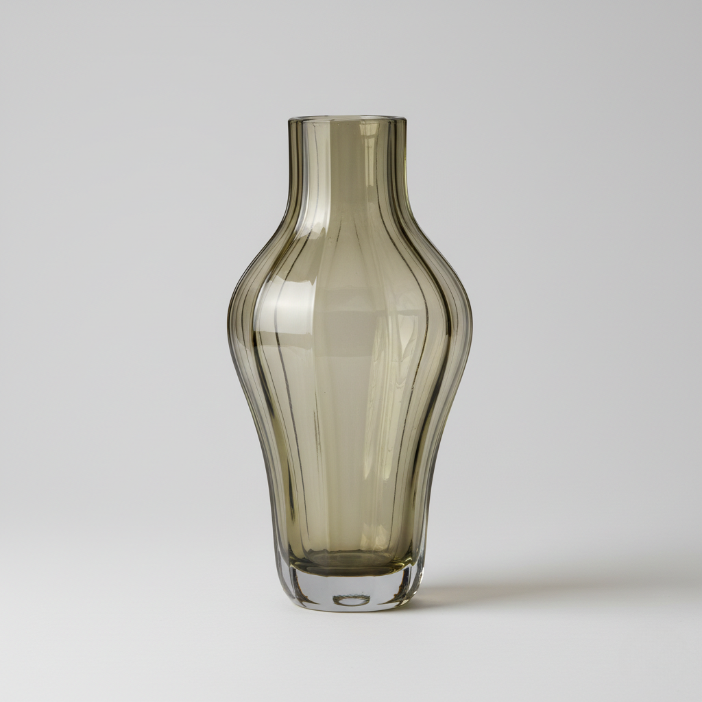 Smoked Glass Curved Silhouette Vase