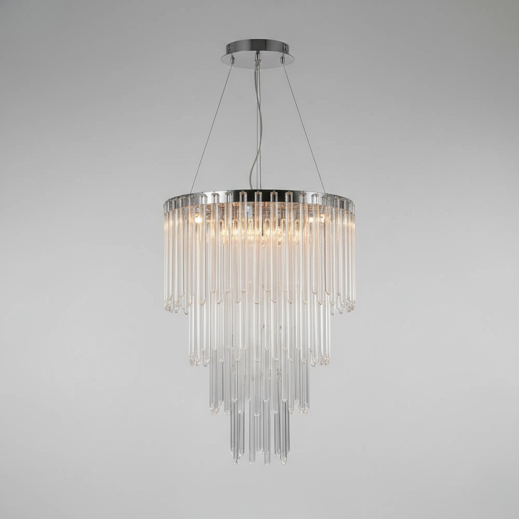 Tiered Crystal Rod Modern Chandelier