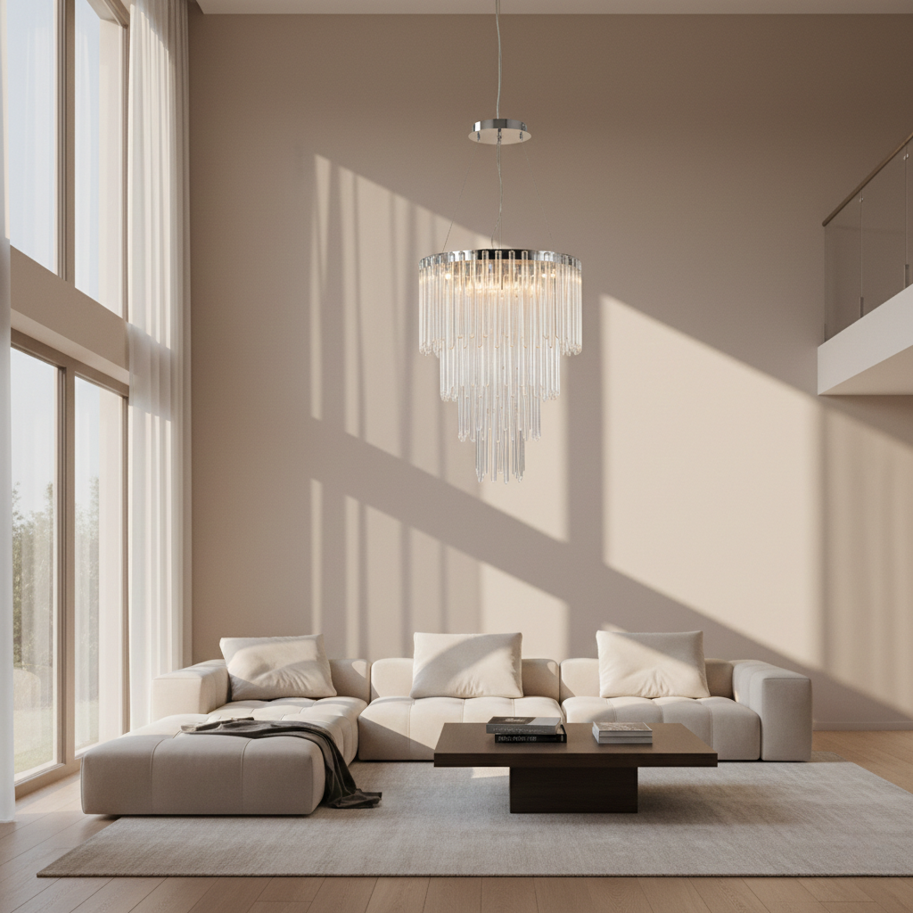 Tiered Crystal Rod Modern Chandelier