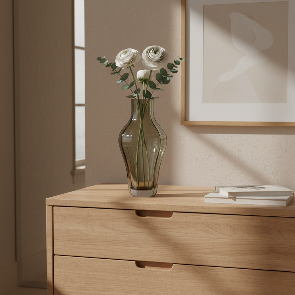 Smoked Glass Curved Silhouette Vase