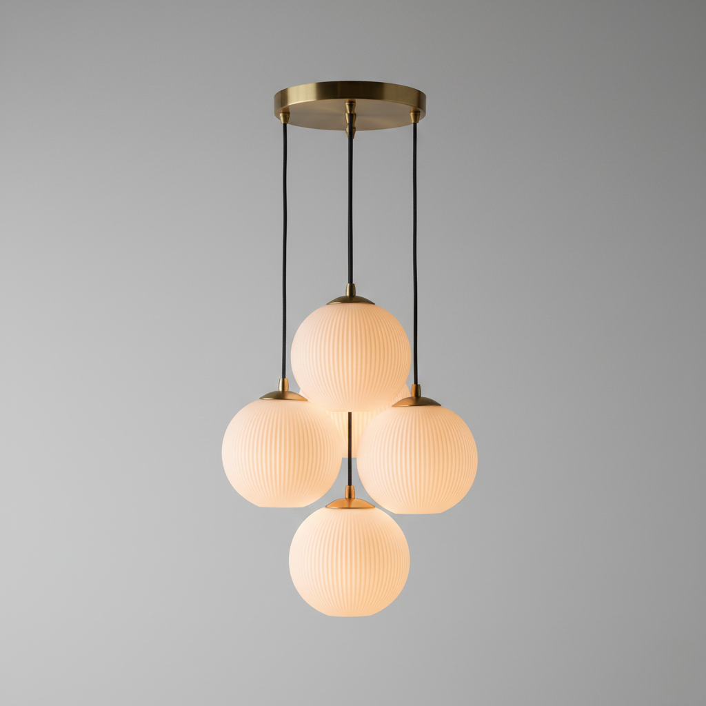 Ribbed Glass Globe Cluster Pendant