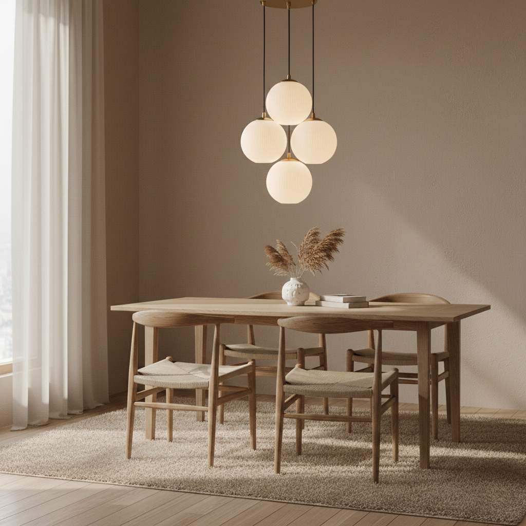 Ribbed Glass Globe Cluster Pendant