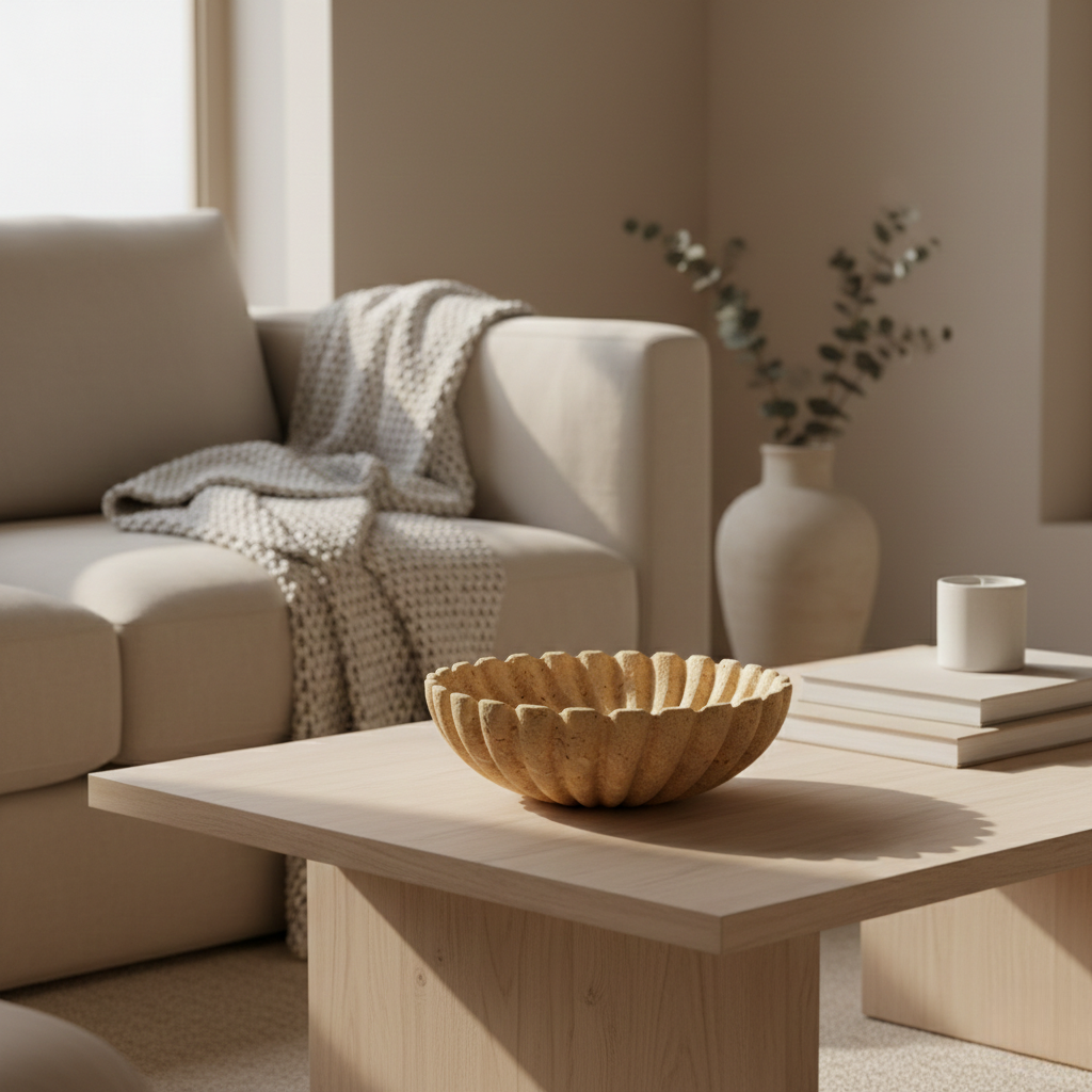 Fluted Stone Texture Decorative Bowl