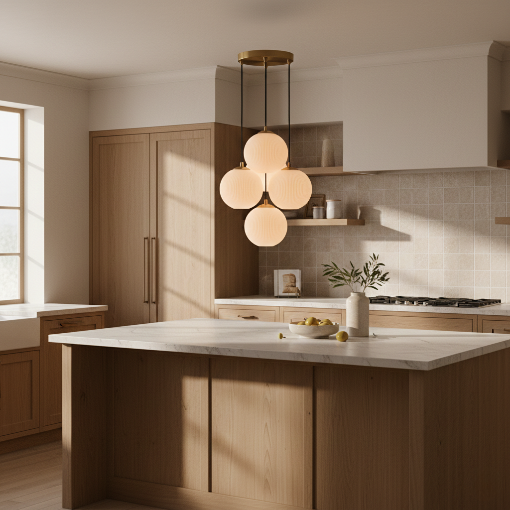 Ribbed Glass Globe Cluster Pendant