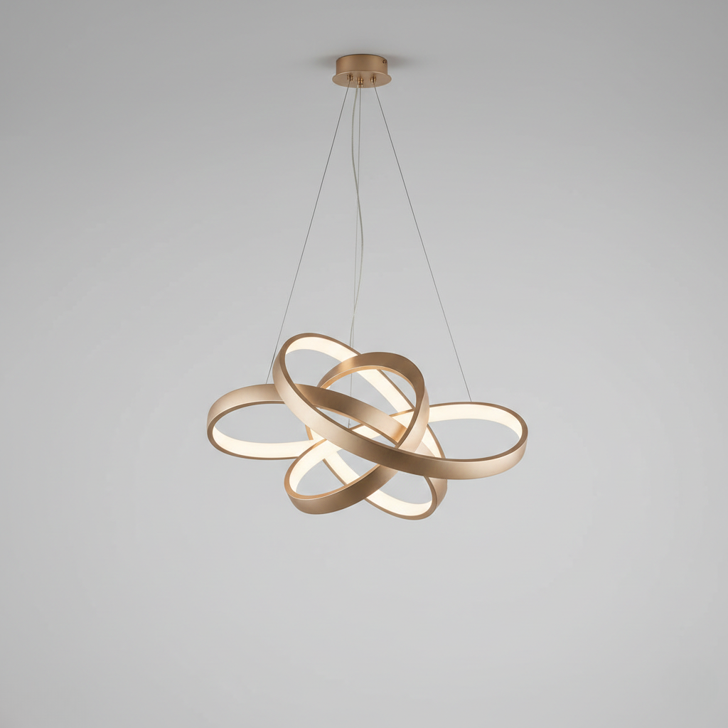 Modern Gold Interlocking LED Ring Chandelier