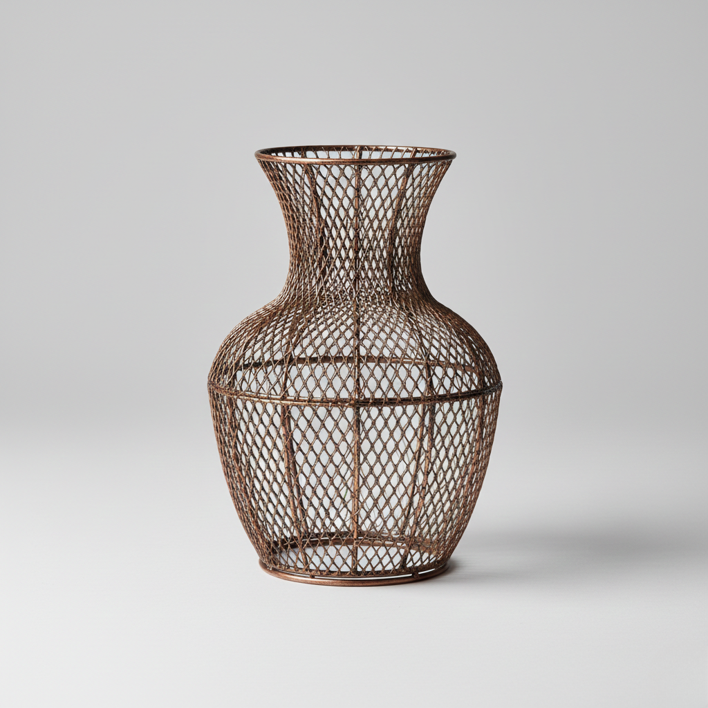 Rustic Woven Metal Vase Lantern