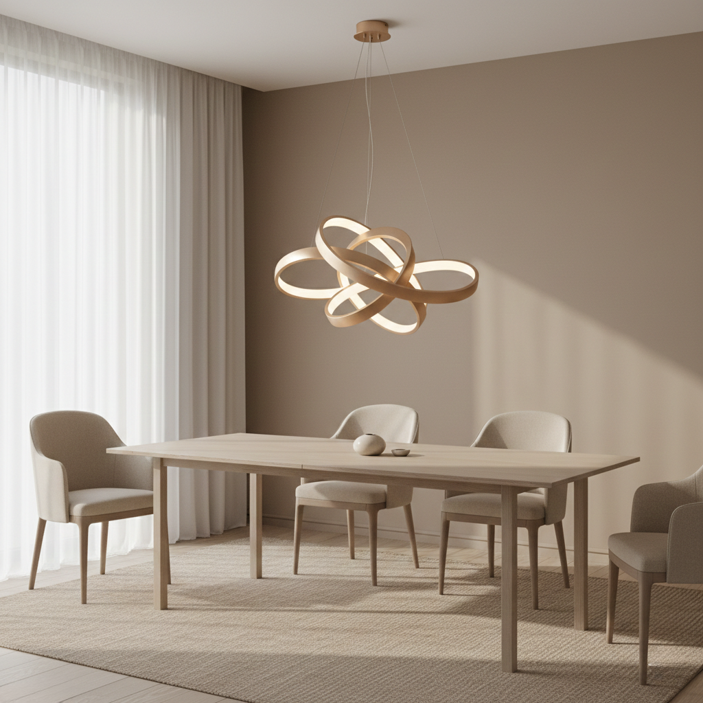 Modern Gold Interlocking LED Ring Chandelier