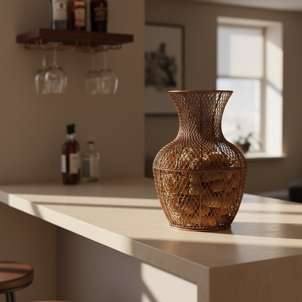 Rustic Woven Metal Vase Lantern