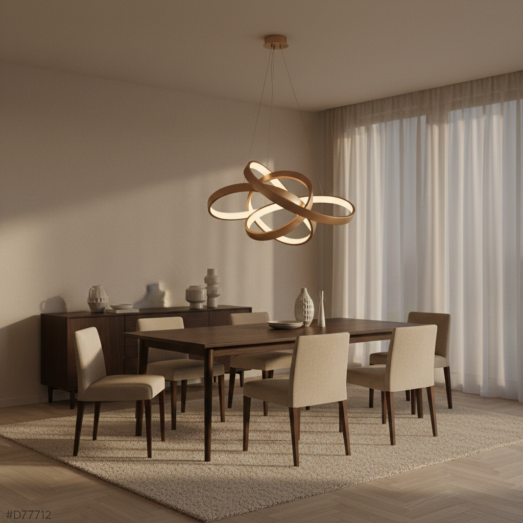 Modern Gold Interlocking LED Ring Chandelier